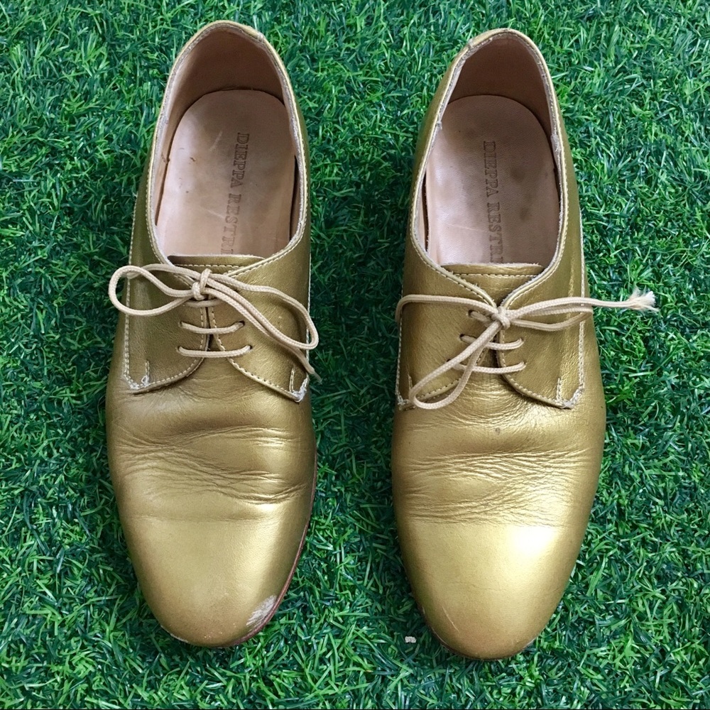 Dieppa Restrepo Gold Lace-Up Oxfords Brogues